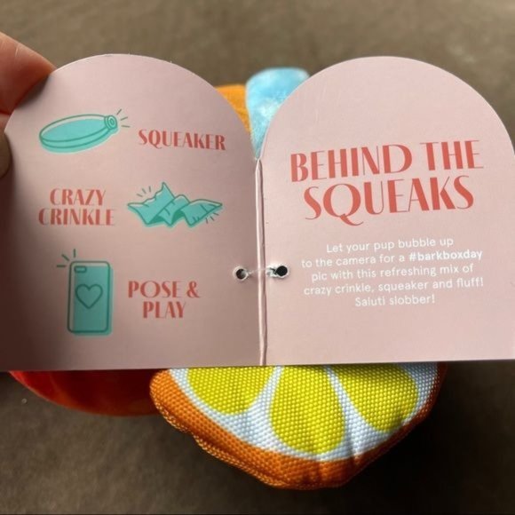 Bark dog chew toy crinkle Squeak Puperol Spritz Drink BarkBox vacation theme - Picture 4 of 11